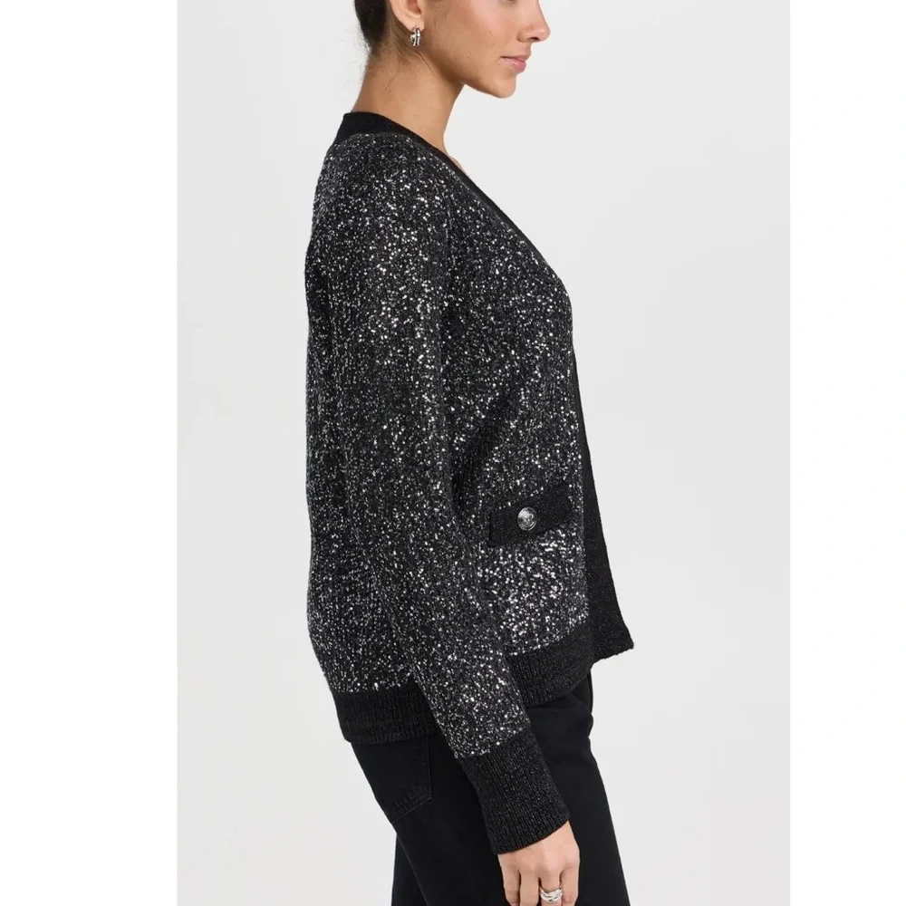 L'Agence Black Jinny Sequin Cardigan
